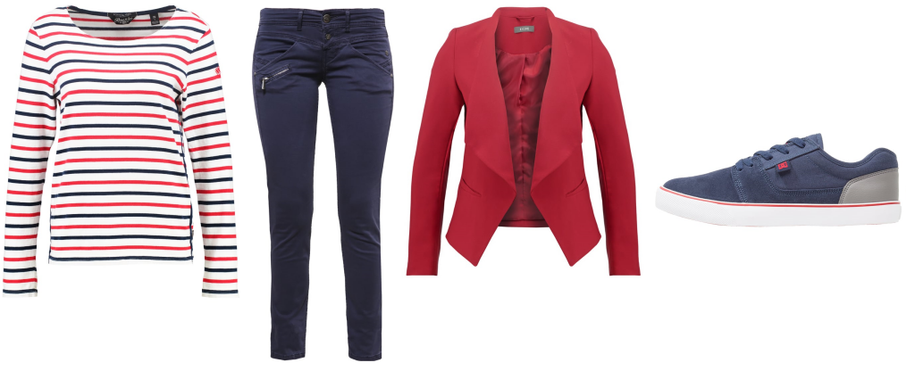 Rood, wit, blauwe outfit